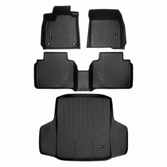 SMARTLINER All Weather Protection Custom Fit Black 2 Row Floor Mats and Cargo Liner Set Compatible With 2023-2024 Honda Accord (Standard and Hybrid Models)