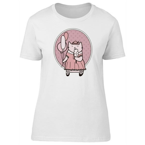 Baby Cat Eating Candy Cotton T-Shirt Women -Image by Shutterstock, Female Large