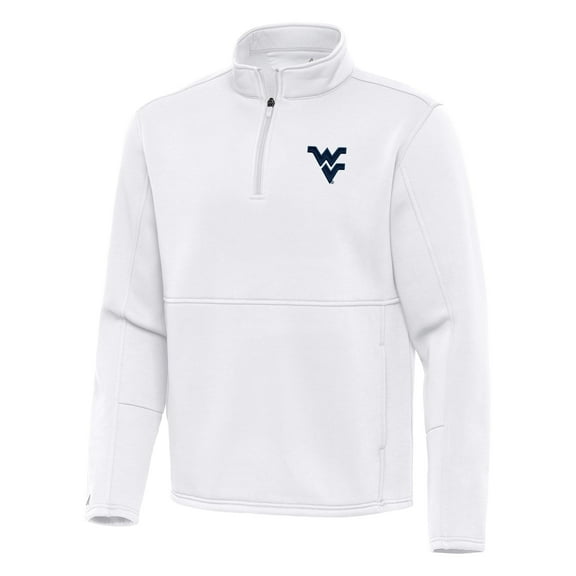 Men's Antigua White West Virginia Mountaineers Twist Quarter-Zip Pullover Jacket