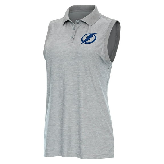 Women's Antigua Heather Gray Tampa Bay Lightning Recap Sleeveless Polo