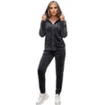 thumbnail image 1 of Conjunto 2 Piezas Hoodie con Cierre y Pants Estilo Casual Chic con Detalle Brillante para Mujer, 1 of 5