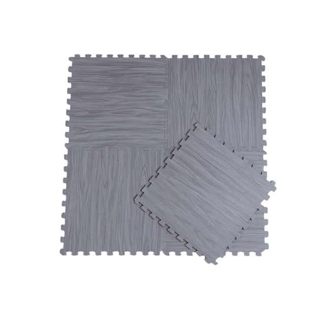 Piso Tipo Madera EVA Antiderrapante Acolchonado Gris 4 Piezas 1.44m² Decoración Interior Recámara