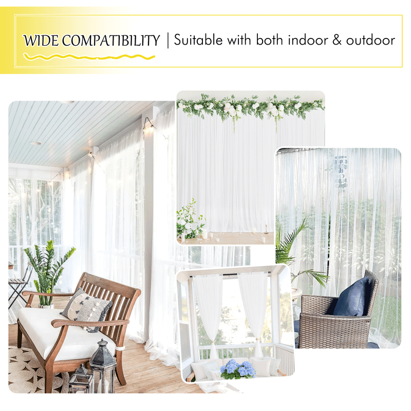 NICETOWN 2 Panels Mosquito Net Waterproof Outdoor Sheer Curtains, Rod Pocket Beathable Mosquito Shield Drapes with Adjustable Length, W118 x L120, White