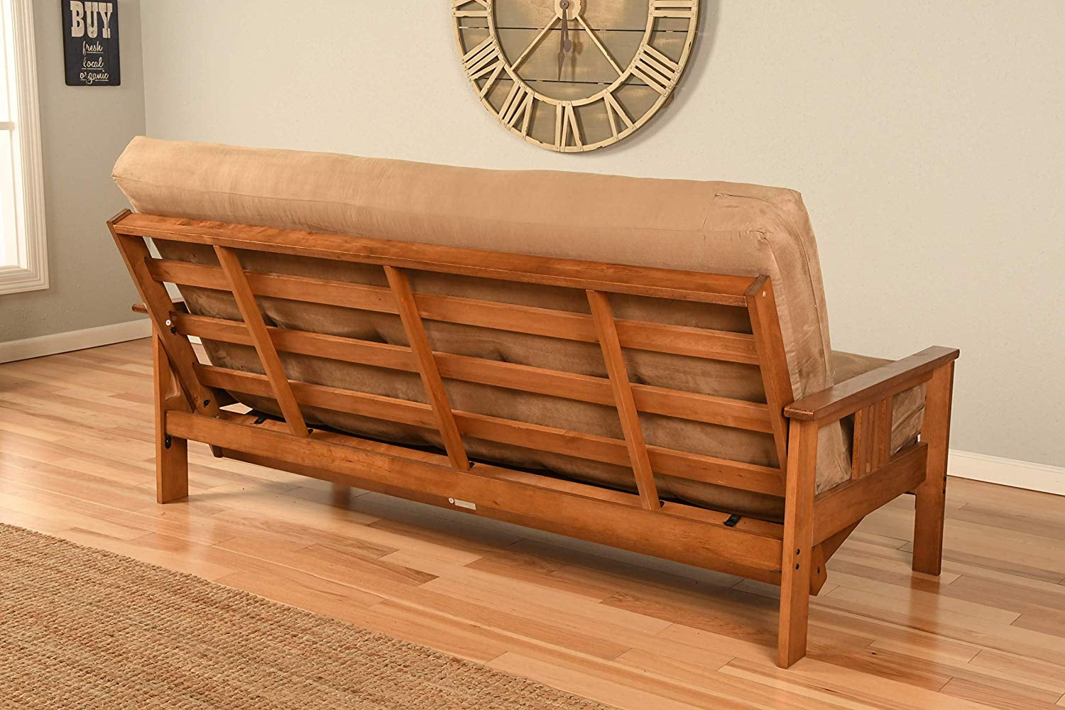 Kodiak Furniture Monterey Full Futon with Suede Fabric Mattress in Barbados/Gray