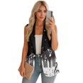 thumbnail image 2 of Psesaysky Music Piano Keyboard Print Blazer Vest Tops for Women Sleeveless Button Down Business Casual Outfits Work Suit Vests Waistcoat, Size M, 2 of 6