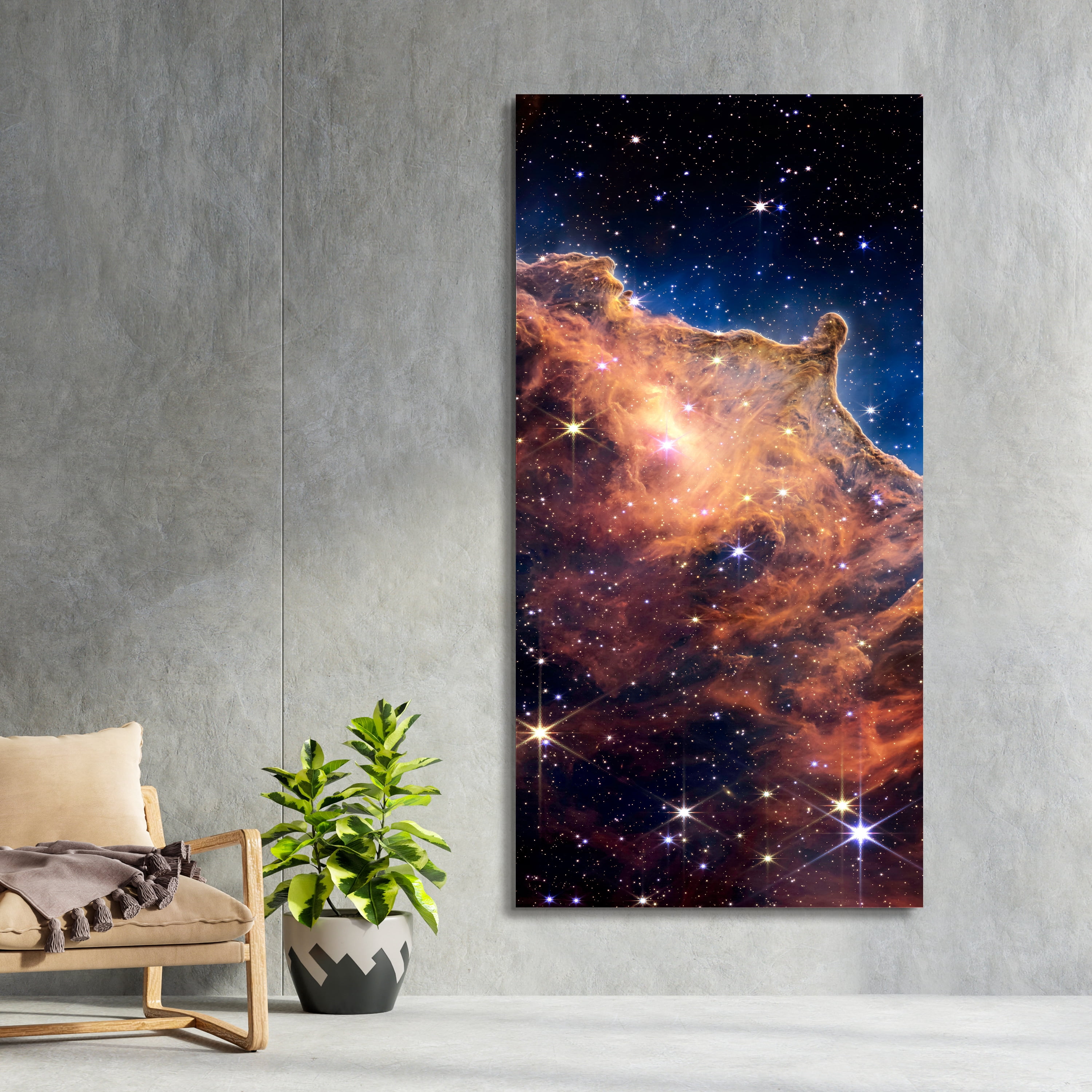 "Mountains of the Carina Nebula A" Frameless Free Floating Reverse Printed Tempered Glass Wall Art