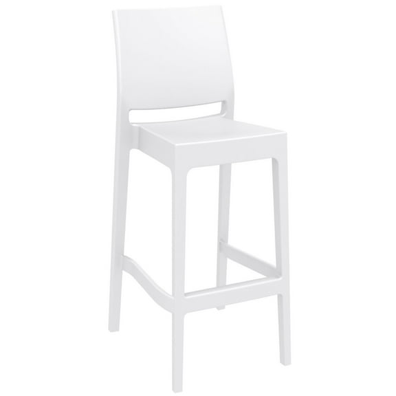 Luxury Commercial Living 38.5" White Solid Patio Counter Stool