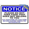 thumbnail image 2 of 5x3.5 Notice Put Your Name on Your Items Refrigerator Sticker Vinyl Sign, 2 of 5