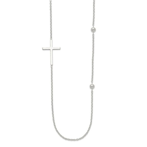 Auriga Fine Jewelry 925 Sterling Silver Polished Cross Necklace for Women 18"
