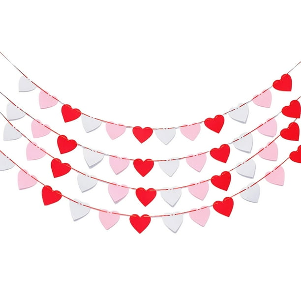 Guirnalda de corazones de fieltro para decoración del Día de San Valentín, pancarta de San Valentín para mamá 48 piezas