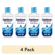 (4 pack) Biotene Oral Rinse Moisturizing Mouthwash for Dry Mouth Relief, Fresh Mint, 8oz