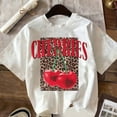 thumbnail image 3 of Milk Shreds Women's T-ShirtsLadies' Round-Neck Short-Sleeved Summer T-Shirt with Leopard Print Cherry Letter Pattern White S, 3 of 3