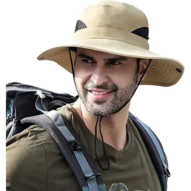 ColorCaqui-HombreSombrero para el solAla anchaSombreroEmpacableImpermeableProtección UVMontañismoAl aire libreTranspirableMallaViajesJardineríaSombreroPescaAjustableCorrea