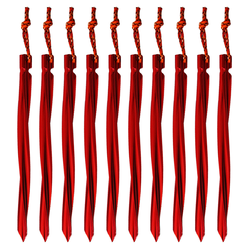 10 Pcs 25cm Heavy Duty Aluminum Alloy Tent Pegs Garden Stakes Ground for Hammock Camping Awning Canopy