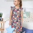 thumbnail image 4 of Fotbe music Skull record Retro Vestido de Dormir para Niñas de 3 a 10 Años, Mangas Cortas, Estilo Princesa, Pijama Camisón con Mangas Voladas-Large, 4 of 6