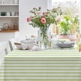 thumbnail image 6 of Scalloped Edge Green Striped Tablecloth Waterproof Fabric Tablecloth Rectangle Table Cover for Home Kitchen Table Decoration, 55 x 70 Inch, 6 of 14