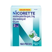 Nicorette Nicotine Gum, Stop Smoking Aids, 2 mg, White Ice Mint, 160 Count