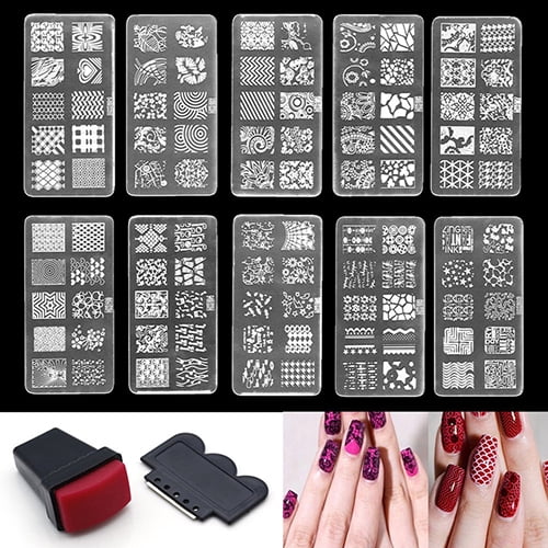 Visland Nail Art Polish Manicure Image Stamping Template Plate Scraper Kits DIY Nail Tools