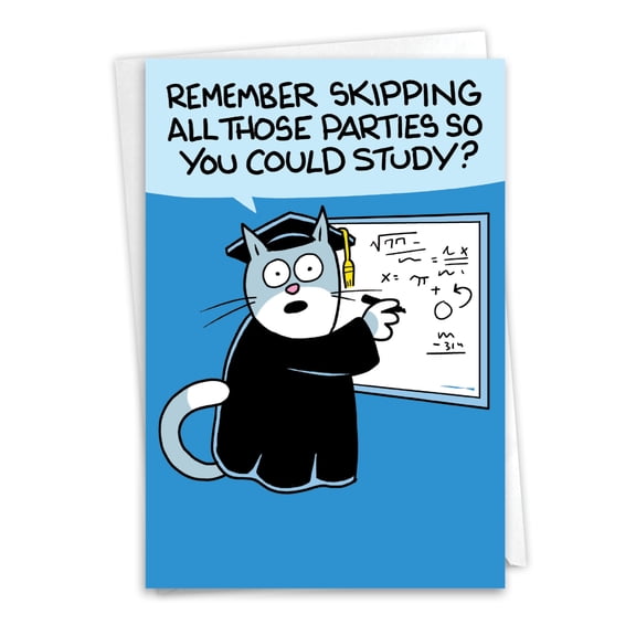 NobleWorks Funny Graduation Greeting Card (Graduate) with 5 x 7 Inch Envelope (1 Card) Skipping Parties