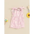 thumbnail image 3 of Bagilaanoe Toddler Baby Girl Short Jumpsuit Sleeveless Daisy Print Romper Ribbed Overalls 6M 12M 18M 24M 3T 4T Kids Shorts Summer Clothes, 3 of 7