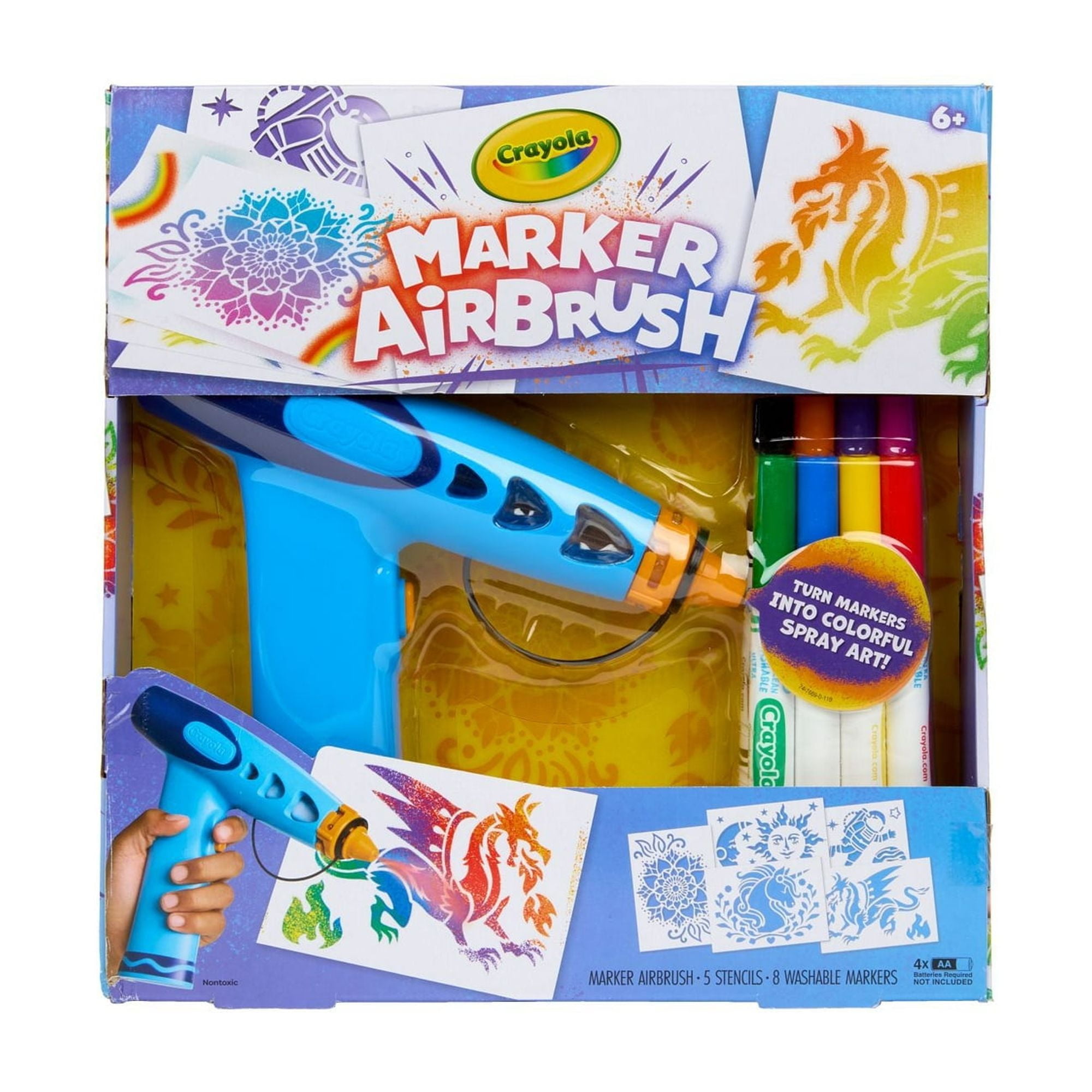 ( 2 Box ) Crayola Marker Airbrush Spray Art Kit, DIY Marker Art Set for Kids, School Supplies, Creative Toys, Gift for Boys & Girls, 6+