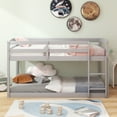 thumbnail image 4 of Costway Twin over Twin Low Bunk Bed with Guardrails Integrated Ladder Kids Wooden Grey, 4 of 10