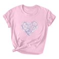 thumbnail image 2 of Valentine's Day T Shirt, Heart Print Tops for Women, Short Sleeve Tee Shirts Fashion Women's Lover Love Printed T-Shirt Round Neck Short Sleeved Tops, 2 of 3