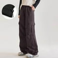 thumbnail image 2 of Lopecy-Sta Pants for Girls Cargo Jogger Pants Elastic Waistband Loose Wide Leg Streetwear Kid Teen Jogger Trousers with Pockets, 2 of 3