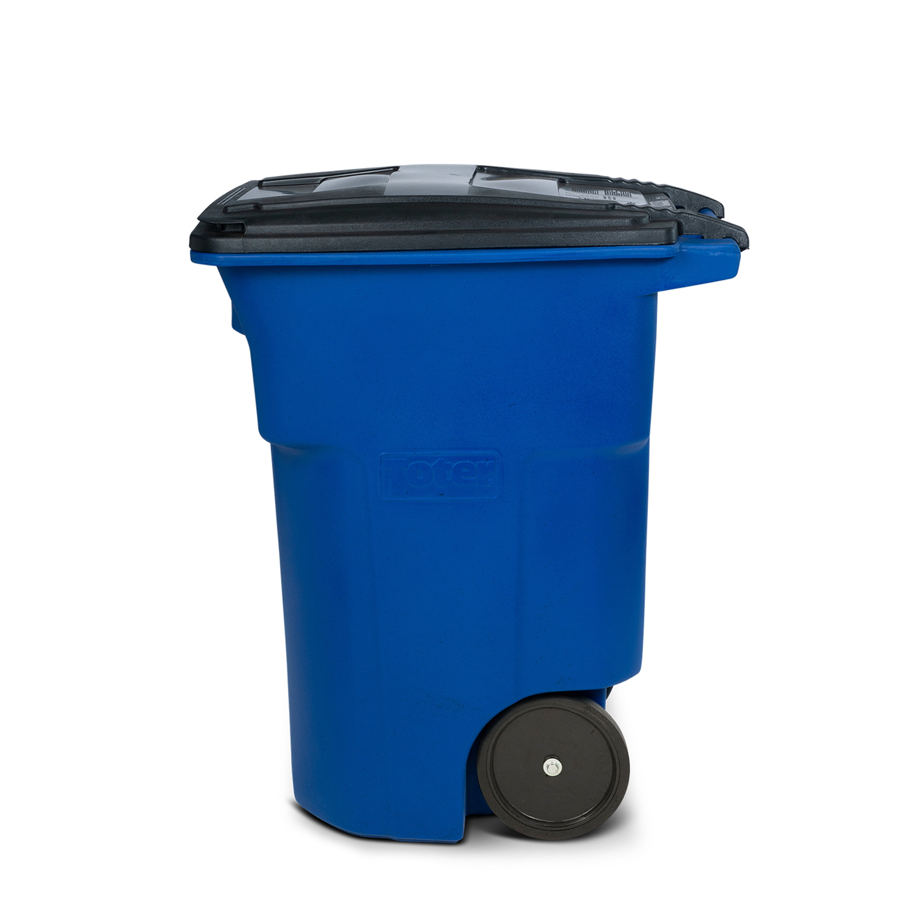 Toter Trash Can Blue With Quiet Wheels And Lid, 96 Gallon
