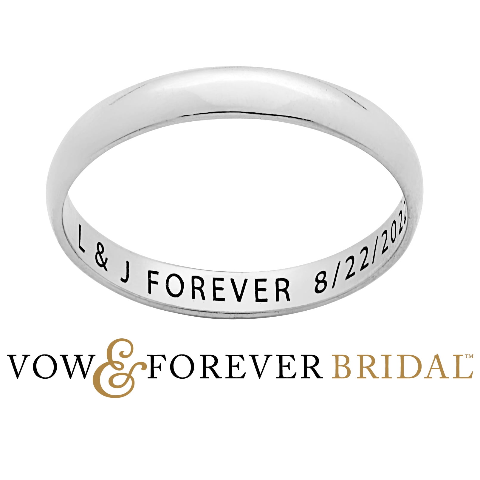 Vow & Forever Personalized Bridal Platinum over Sterling Silver Inside