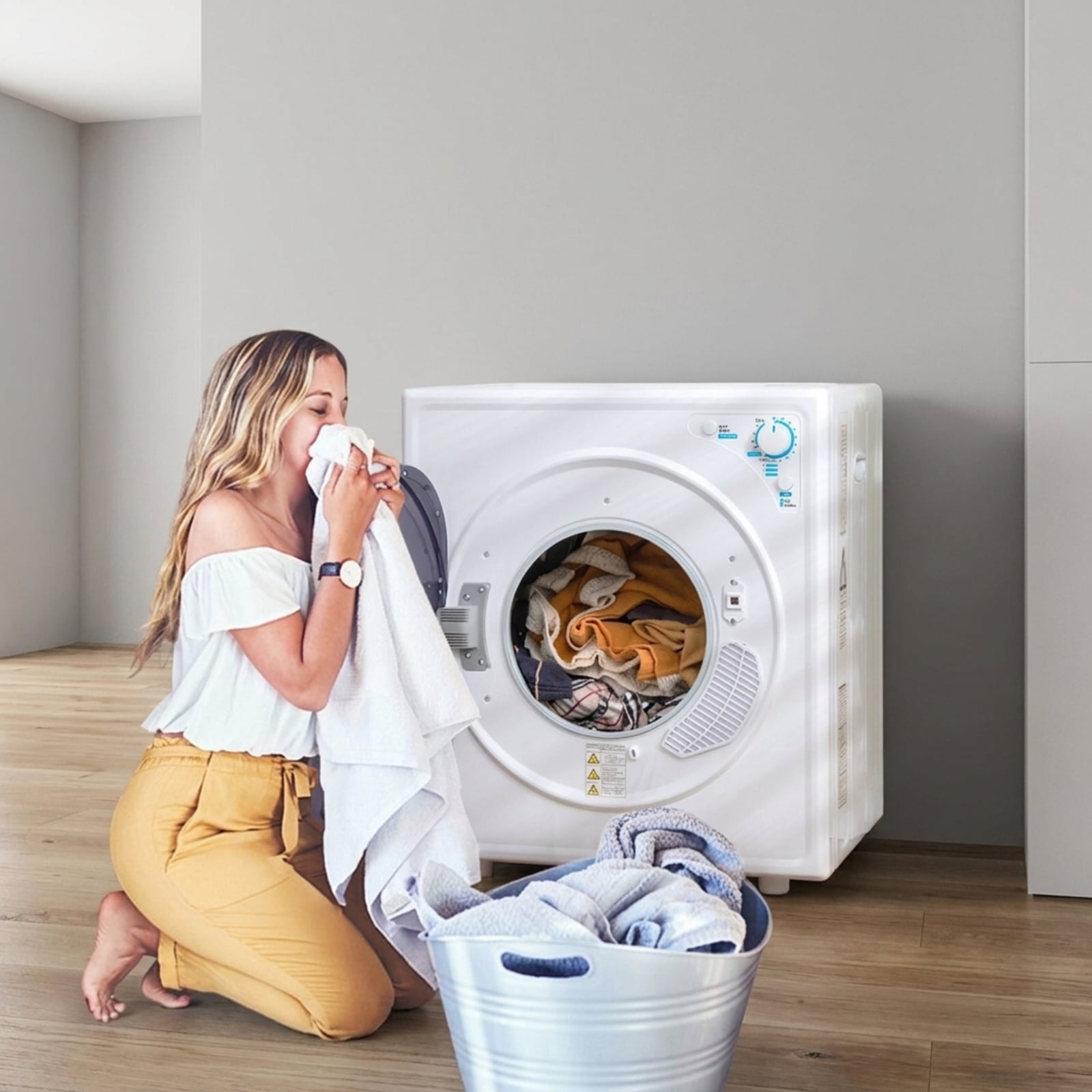 RUIE 1500W Portable Clothes Dryer 13.2 lbs Compact Laundry Dryer with Touch Panel, Wall-Mounted or Freestanding Dryer for Apartment Dorm RV, 5 Programs & Sensor Dry, White