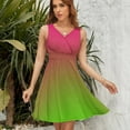 thumbnail image 7 of Pink Green Gradient Dress Fashion Beach Long Dresses Female Party Printed Sundress, 7 of 7