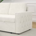 thumbnail image 4 of 85“ Sofa Bed with Pull Out Couch, 3 Seater Sleeper Sofa with Storage Chaise for Living Room, Square Handrail with Copper Nail, Chenille-Beige, 4 of 9