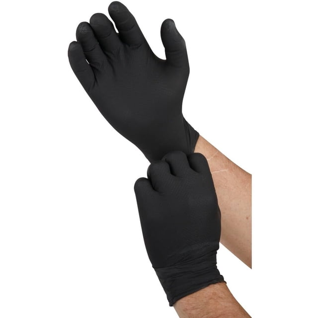 Guantes desechables de nitrilo Grippaz 6 mil negros talla XL, paquete de 50