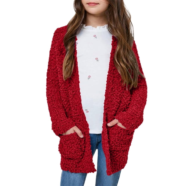 Blusa informal de manga larga con bolsillos para niñas de 5 a 14 años