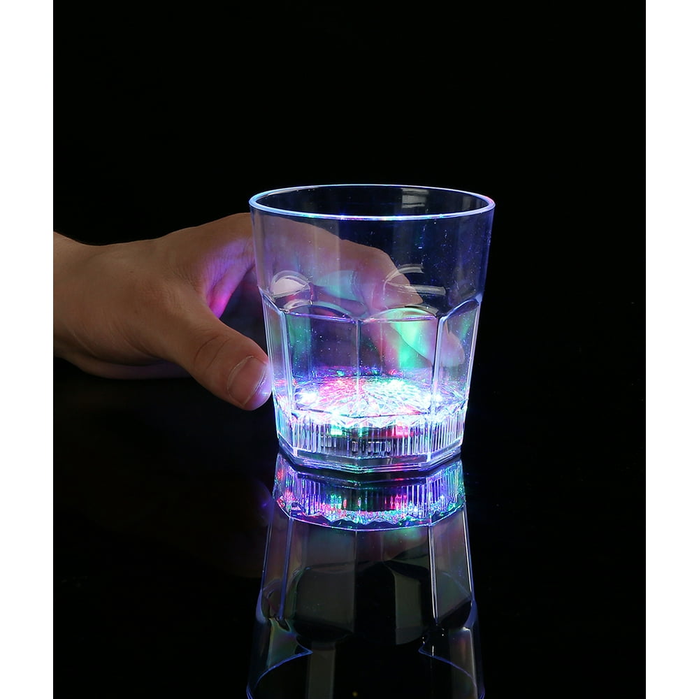 Fun Central 8 oz LED Light Up Rock Glass Flashing Drinking Glass Party Supplies for Rave