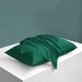 thumbnail image 4 of Zippered Satin Pillow Cases for Hair and Skin, Luxury Queen Hidden Zipper Pillowcases Set of 2, 20 x 30 Inches, Dark Green, 4 of 7