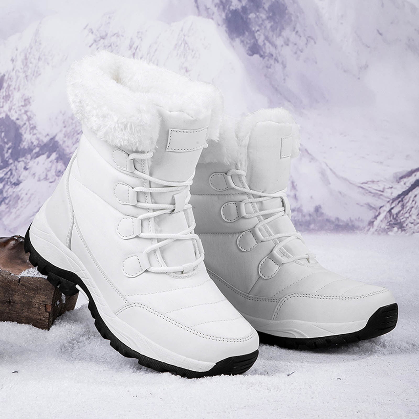 CHENge Boots for Women Knee High Wide Calf Comfort Softs Elastic Bow Design Warmth Comfortable with Side Zipper Thigh High Boot Winter Walking(White,6.5)