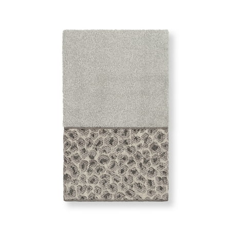 Authentic Hotel and Spa Turkish Cotton Cheetah Jacquard Trim Light Grey Hand Towel