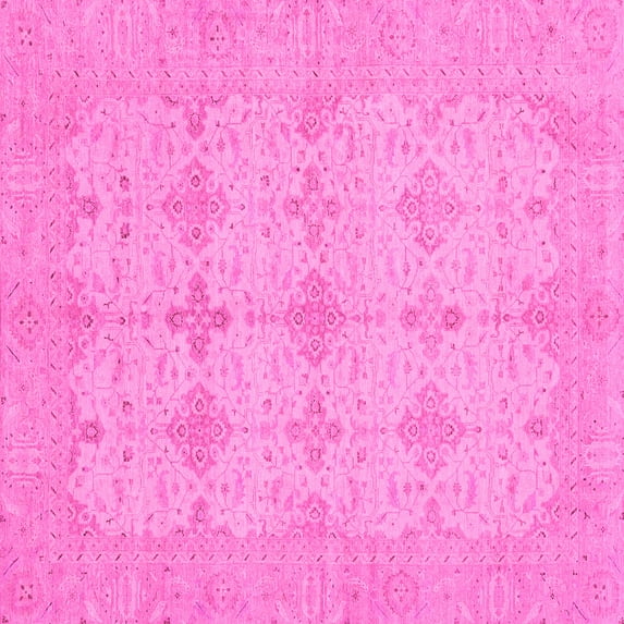 Ahgly Company Indoor Square Abstract Pink Modern Area Rugs, 6' Square