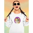 thumbnail image 2 of Wide Open Eyes Cat Sweatshirt Women -Kayomi Harai Designs, Female Small, 2 of 4