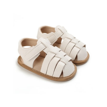 

Colisha Infant Fisherman Sandals Non-slip Casual Shoe Comfort Flat Sandal Summer Cute Crib Shoes Rubber Sole Fashion Flats White 18-24 months