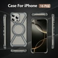 thumbnail image 5 of Frameless Magnetic Phone Case for iPhone 16 Pro Max,360°Rotatable Ring Kickstand,Compatible with Mag-Safe,Bezel Less Minimalist Shockproof Rugged Metal Bumper Borderless Phone Case,Gray, 5 of 8