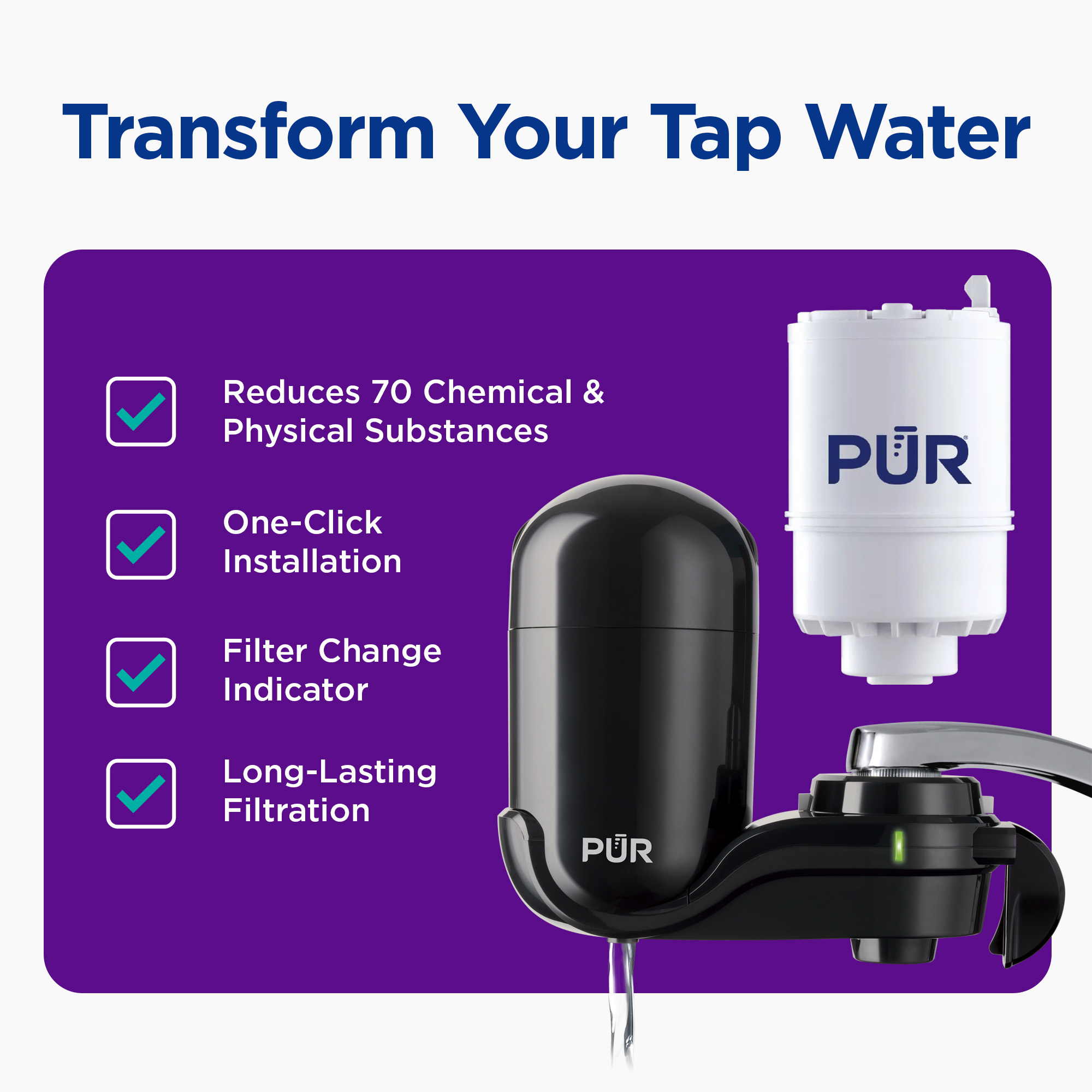 PUR Faucet Mount Water Filtration System, Black, FM2000B photo 2