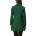 thumbnail image 3 of INSPIRE CHIC Women's Classic Notched Lapel Long Sleeves Long Overcoat L Dark Green, 3 of 7
