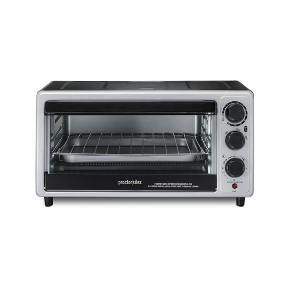Proctor Silex 6 Slice Countertop Toaster Oven with Bake, Toast & Broil Modes, Black