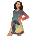 thumbnail image 3 of FORMRS Womens Long Sleeve Nightgowns Crew Neck Sleep Shirt Soft Pajamas Sizes S-3XL, Astronaut and Sky, 3 of 8