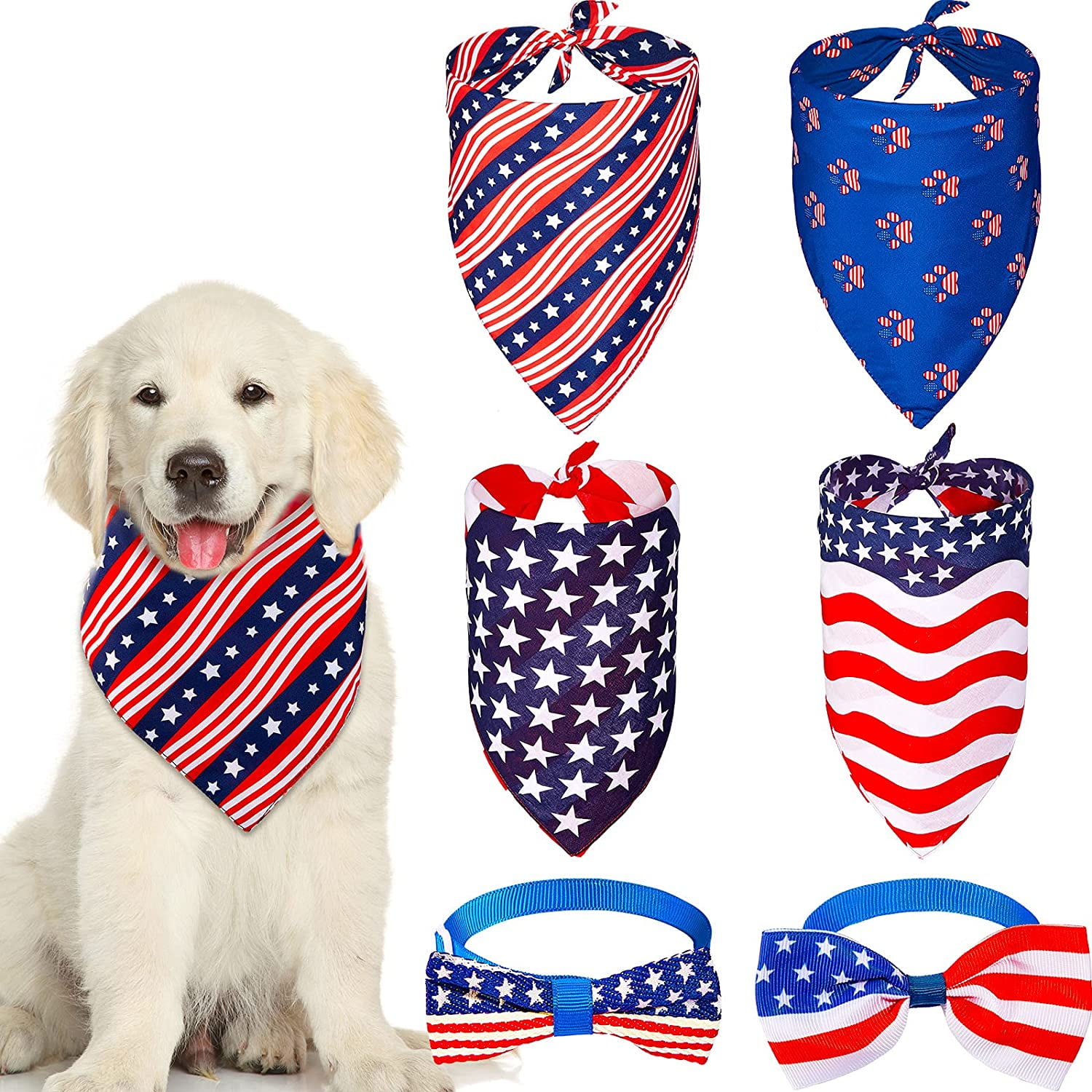 slip over collar 4th of July Patriotic dog bandana festive fireworks and Flags Fourth of July 