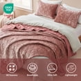 thumbnail image 3 of Regency Heights Velvet Quilt Set, 3-Piece Quilted Coverlet Bedding Set with Matching Shams, Soft All Season Bedspread, Full/Queen, Blush, 3 of 9