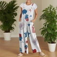 thumbnail image 4 of JULMCOMO American Flag Jumpsuits for Women Red White Blue Plus Size Sleeveless Independence Day Rompers Stars Stripes Wide Leg 4th of July Outfits with Pockets Sky Blue M, 4 of 7